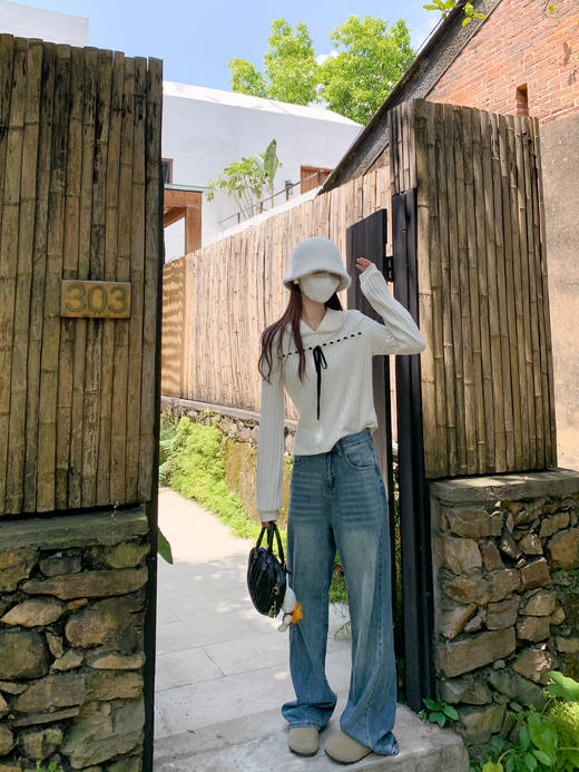 <曾小咸推荐>蝴蝶结设计感娃娃领针织衫上衣 日常139.99 立减70 秒杀69.99！！ 商品图2