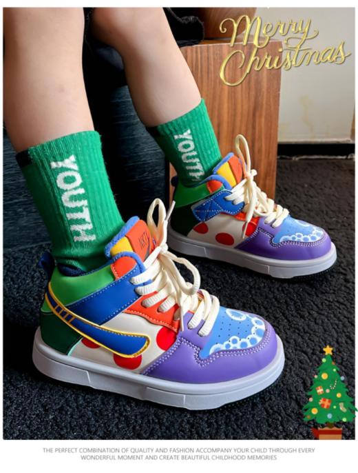 ✨ 【岁愿圣诞限定撞色拼接炫彩中帮休闲鞋SY-X646】😎欢乐童年，岁愿相伴 🌸岁愿潮流童鞋属于岁愿💥品牌童鞋家族潮童板块童鞋 商品图3