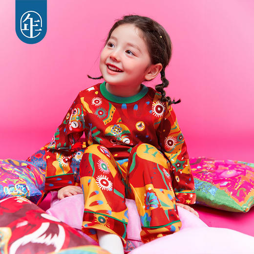 年衣童装儿童家居服秋冬保暖睡衣居家内衣套装男女童本命年秋衣蛇全蛇美家居服套装 商品图2