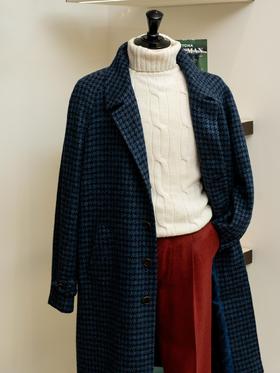 Orazio Luciano 蓝色千鸟格插肩袖大衣