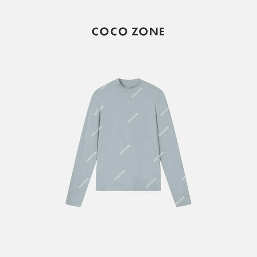 COCO ZONE小立领长袖上衣宽圆领打底衫内搭T恤 23C29943 商品图0
