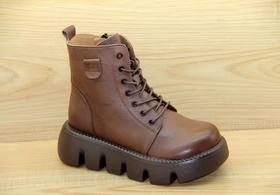 豪行秋季22346880时尚休闲真皮厚底平底轻质侧拉链女单靴