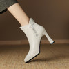 【预售5天】名媛正装宴会时装靴秋冬季新款靴子尖头粗跟高跟女靴花朵短靴DS&1512 商品缩略图0