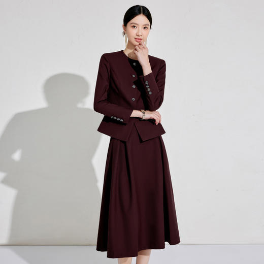 出席酒红色职业装小香风行政穿搭 商品图2