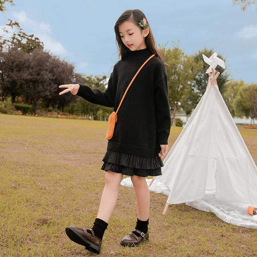 【宽松的版型，包容性敲大】百搭女童毛衣裙 秋装新款中大童中长款裙子 儿童打底毛衣针织连衣裙-QQ 商品图3