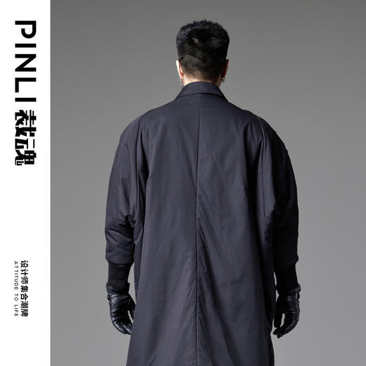 PINLI品立裁魂冬季新款翻领中长款棉服男士潮牌宽松棉衣外套BC243105108 商品图2