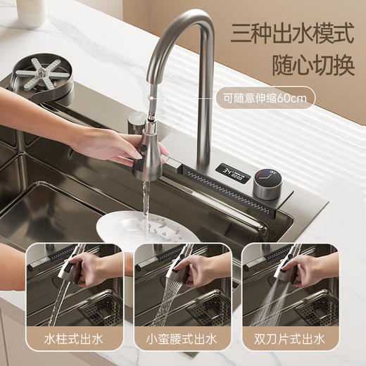 帝王洁具水槽纳米枪灰色304不锈钢大单槽OH67008 商品图6