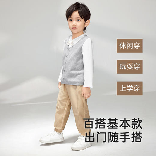 英氏儿童裤子春夏季纯棉休闲百搭男童长裤2025新款束脚裤儿童长裤 商品图3