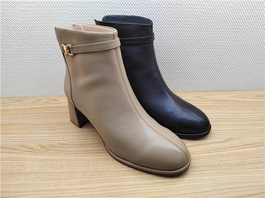 豪行冬季新款22473119牛皮中跟加绒休闲女靴棉靴短靴 商品图0