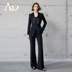 AD高级感醋酸领西装套装女总裁范职业装气质显瘦阔腿裤职场两件套