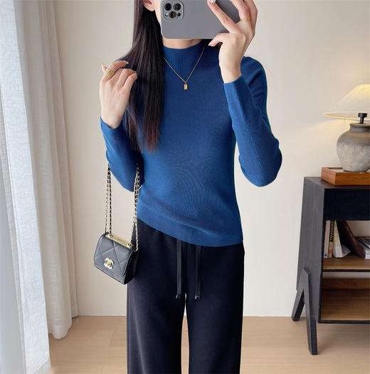 可机洗无缝一体新澳打底毛衣！2024新款100超细羊毛半高领内搭针织衫女秋冬！ 商品图7