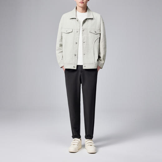 墨麦客男装粗斜纹牛仔夹克男士2024秋季新款休闲多口袋翻领外套男 商品图4