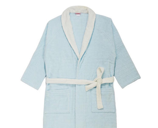 【多样屋专柜】多样屋浴袍抑菌全棉吸水纯棉抑菌毛巾料家居睡袍浴衣情侣浴袍莫兰迪 桃粉/M 商品图9