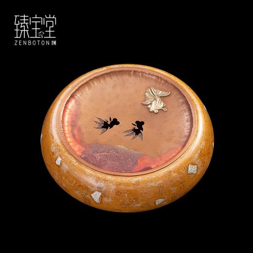 臻宝堂壶承大漆圆形干泡台纯手工金鱼养壶蓄水小茶盘高端茶具配件金波游鱼壶承 商品图0
