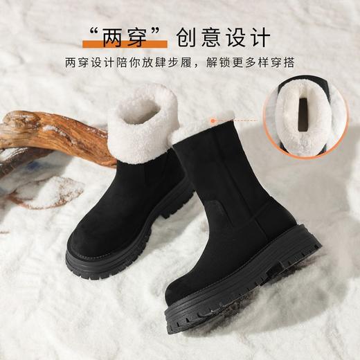 ZHR则则长筒加绒雪地靴保暖两穿棉鞋女2024冬季新款时尚防滑靴子 商品图5