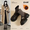 ZHR则则金属装饰粗跟弹力靴女2024新款时髦加绒粗跟短靴显高显瘦 商品缩略图1