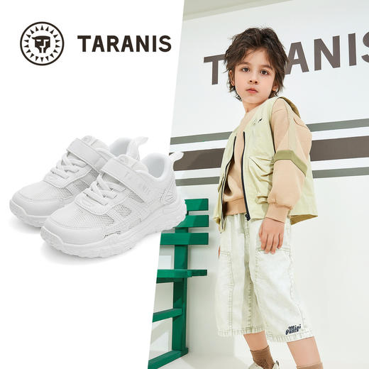 泰兰尼斯春季新款儿童运动鞋女童软底轻便小白鞋男童透气休闲鞋  T01X5A5989 商品图1