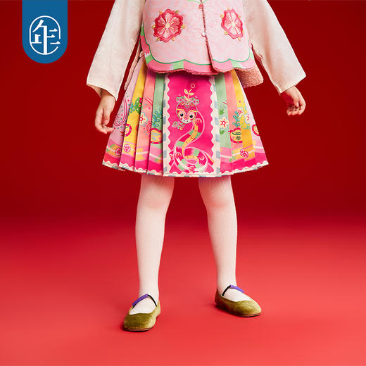 年衣童装女童冬季新款马面裙半身裙古装儿童汉服唐装中式公主裙子有财华短马面裙 商品图1