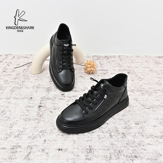 经典鲨2024年冬季新款百搭纯色男士一脚蹬平底休闲鞋KW08-D55231 商品图4