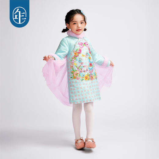 年衣童装女童改良旗袍连衣裙冬季新款儿童演出服甜美新中式棉服蛇蛇如意棉服 商品图3