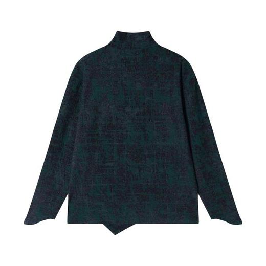 T1764新款时尚个性扎染下摆不规则半立领套头上衣舒适百搭长袖 商品图3