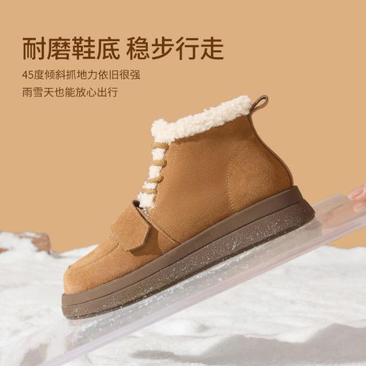 ZHR则则真皮棉鞋女2024冬季新款加绒保暖厚底雪地靴勃肯毛毛鞋女 商品图9