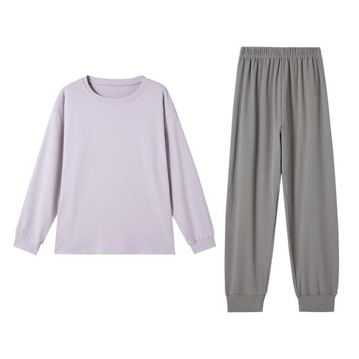 【慕斯奶油家居服】秋冬加绒撞色家居服睡衣套装 宽松圆领长袖上衣休闲长裤外穿套头睡衣 商品图4