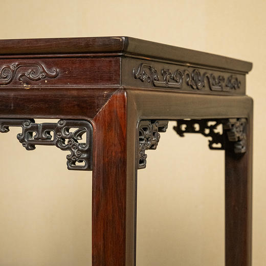 清 红木束腰马蹄腿螭龙纹画桌 商品图3
