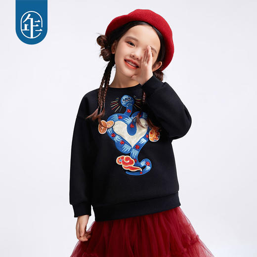 年衣童装男女童卫衣秋冬儿童长袖t恤女童打底衫宝宝套头上衣加绒富得不得了卫衣 商品图0