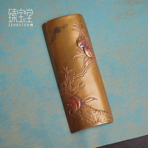 【样品特惠4折，仅1件，无货退款】臻宝堂铜茶荷纯手工浮雕赏茶醒茶器中式功夫茶具六君子单茶则茶道配件 福寿茶则 商品图0