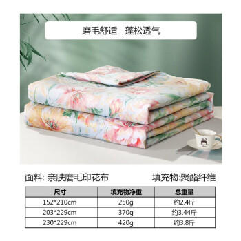 富安娜被子夏凉被可水洗空调被七孔双人抑菌夏被免被套2.5斤203x229cm 商品图1