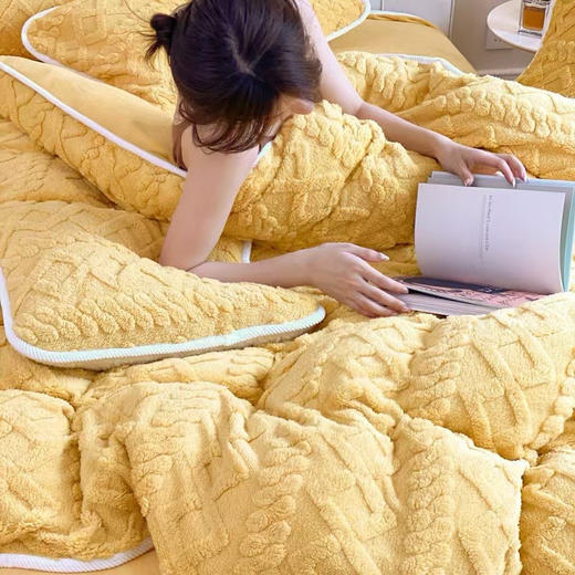 清货福利款！秋冬加厚高克重塔芙绒牛奶绒四件套 立体提花设计 触感温暖细腻 更懂你温度 商品图0