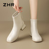 ZHR则则粗跟法式小短靴2024新款气质通勤女靴韩版百搭加绒瘦瘦靴 商品缩略图4