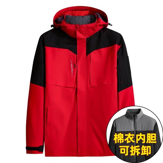 【可拆卸棉衣内胆】【新款DK】大依优型大码三合一户外衣两件套外套可脱卸帽冲锋衣男宽松加肥加大码上衣夹克户外 商品图2