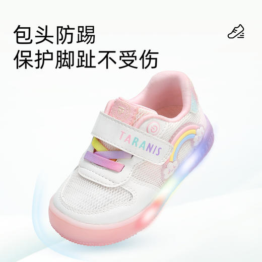 泰兰尼斯女宝宝闪灯鞋2025春季新款童鞋软底甜美女童学步鞋发光鞋 T02T5A6160 商品图2