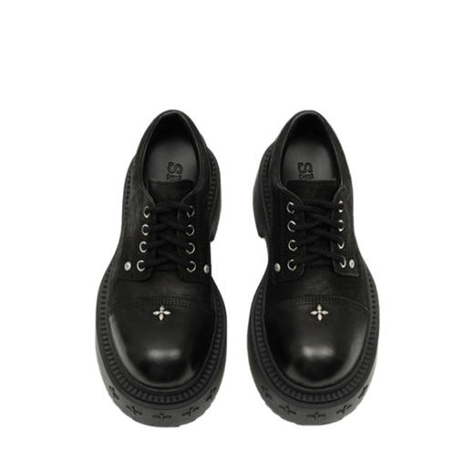 SMFK Compass 牛皮革 舒适时尚厚底耐磨 休闲单鞋 女款 荒野黑（CB） 商品图0