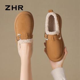 ZHR则则加绒保暖勃肯鞋ins百搭女鞋2024冬季新款轻便防滑防寒棉鞋