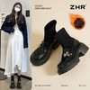 ZHR则则金属装饰粗跟弹力靴女2024新款时髦加绒粗跟短靴显高显瘦 商品缩略图0