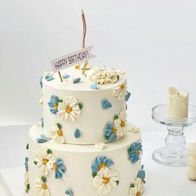 【双层立体裱花蛋糕009】