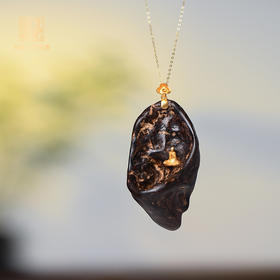 佛丨天然文莱黑奇沉香包金吊坠 沉水级 SP9648