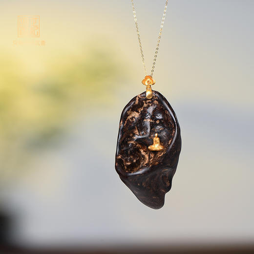 佛丨天然文莱黑奇沉香包金吊坠 沉水级 SP9648 商品图0