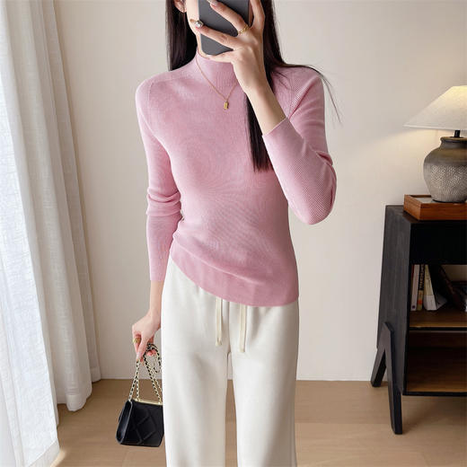 可机洗无缝一体新澳打底毛衣！2024新款100超细羊毛半高领内搭针织衫女秋冬！ 商品图6