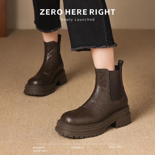 ZHR则则切尔西短靴女2024秋冬通勤加绒女靴法式百搭瘦瘦靴烟筒靴 商品图9