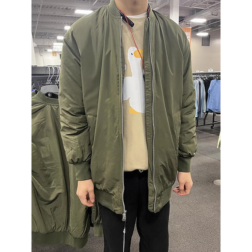 DSG 男女同款休闲运动全拉链棒球领防泼水长款飞行员棉服夹克 商品图1