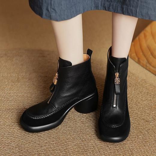 【预售5天】超轻超软保暖绒里厚底羊皮绒面雪地靴粗高跟短靴ZYY&A1075 商品图4