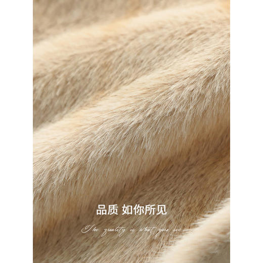 COCOBELLA奢华仿全抽水貂环保皮草女浅金原色长款大衣FU0005 商品图4