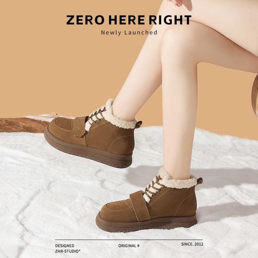 ZHR则则真皮棉鞋女2024冬季新款加绒保暖厚底雪地靴勃肯毛毛鞋女 商品图8