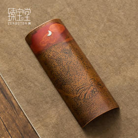 【样品特惠】臻宝堂铜茶荷静夜思赏茶器纯手工雕刻镶银月茶则六君子单茶铲茶具静夜思雕刻茶荷