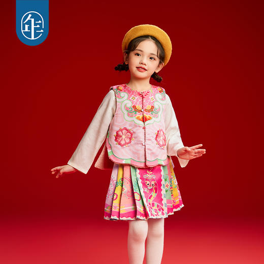 年衣童装女童冬季新款马面裙半身裙古装儿童汉服唐装中式公主裙子有财华短马面裙 商品图2