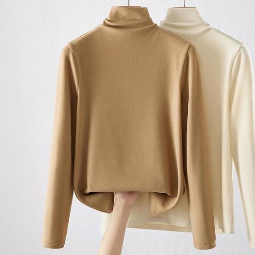 【自】全新升级【铂金会员100/天猫129/差价29】(20848) 洛诗琳天丝双面德绒打底衫女秋冬加绒加厚堆堆领磨毛上衣 商品图0
